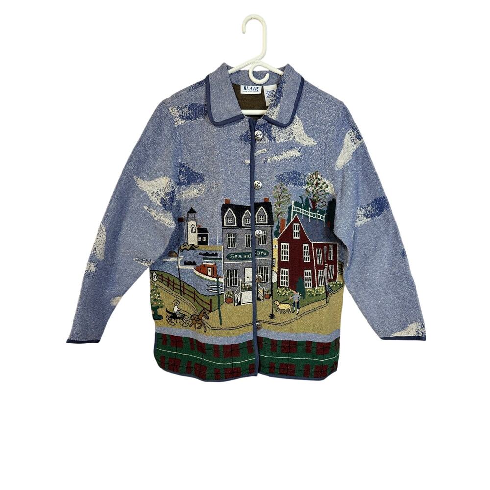 Blair vintage coastal tapestry button-front jacket New XL